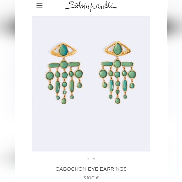 Schiaparelli Green Cabushon eye earrings - Picture 12 of 12